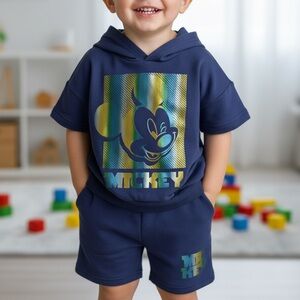Disney Junior Mickey Mouse Toddler Boys 2-Piece Hoodie & Shorts Set Size NEW NWT